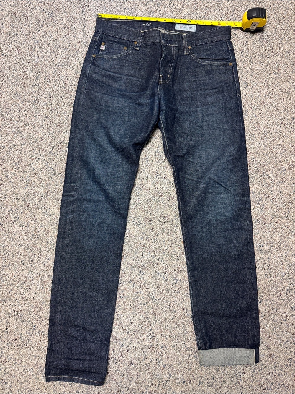 Men's Dark Indigo Selvedge Slim Straight Jeans - Classic AG denim size 34